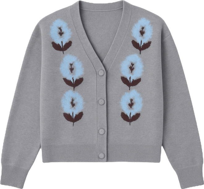 Women's V-Neck Jacquard Cardigan