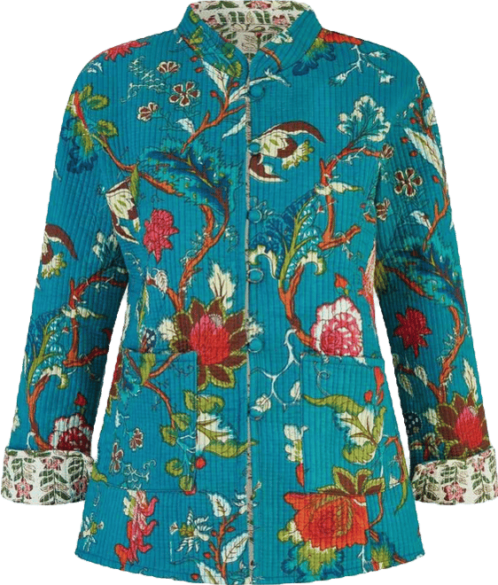 Women's Floral Reversible Cotton Quilted Jacket
