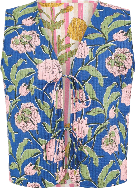 Women's Floral Reversible Quilted Vest Jacket