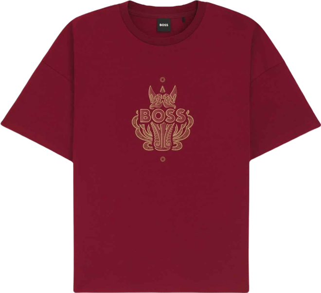 Boss by  Men's Cotton-Jersey Logo Artwork T-Shirt