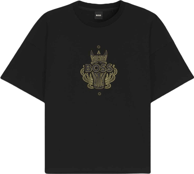 Boss by  Men's Cotton-Jersey Logo Artwork T-Shirt