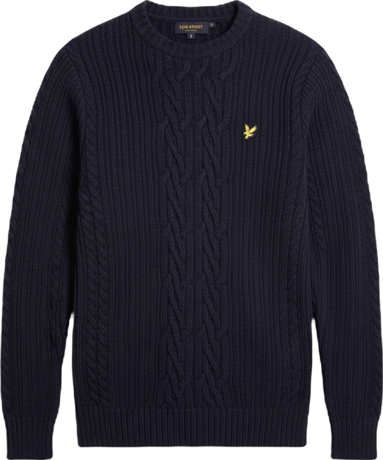 Men's Ribbed Cable Knit Long Sleeve Sweater