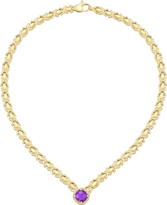 Citrine (3-3/8 ct. t.w.) & White Topaz (1/3 ct. t.w.) Xoxo Link 18" Collar Necklace in 14k Gold-Plated Sterling Silver