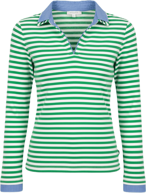 Nautica Women's Striped Double Collar Long Sleeve Cotton Shirt