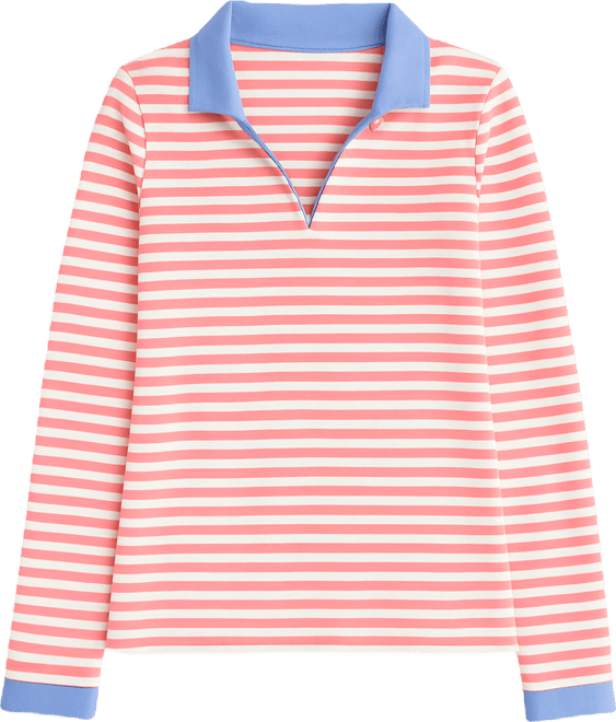 Nautica Women's Striped Double Collar Long Sleeve Cotton Shirt