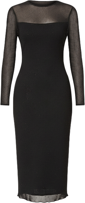 Women's Rhinestone Mesh Long Sleeve Maxi Dress