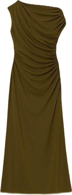 Women's Slash Neck Draped Bridesmaid Dress