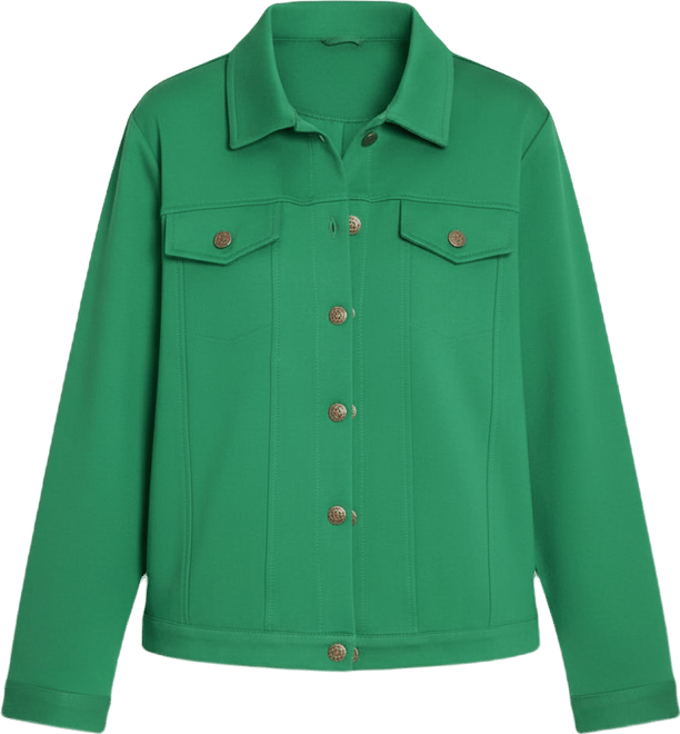 Petite Long Sleeve Ponte Cropped Jacket