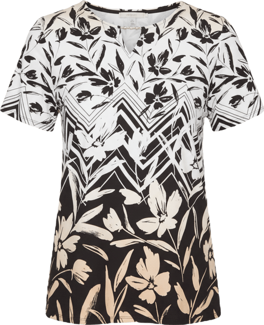 Women's Chevron Floral Ombre Print T-Shirt