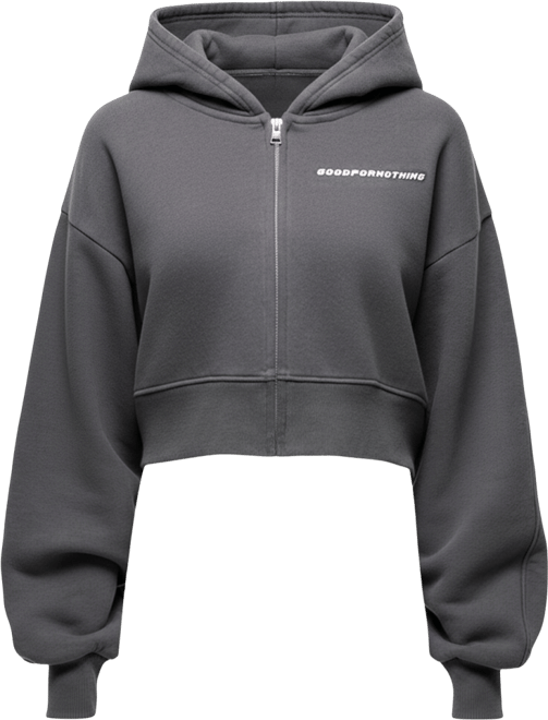 Women's Vintage Grey Crop Zip Hoodie