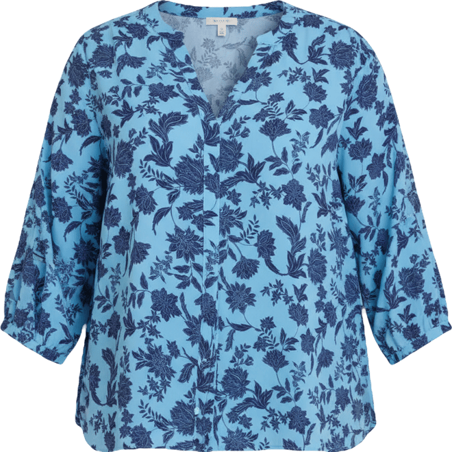 Plus Size Pintuck 3/4 Sleeve Top