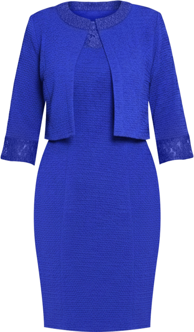 Petite Two Piece Novelty Knit and Lace Dress Set