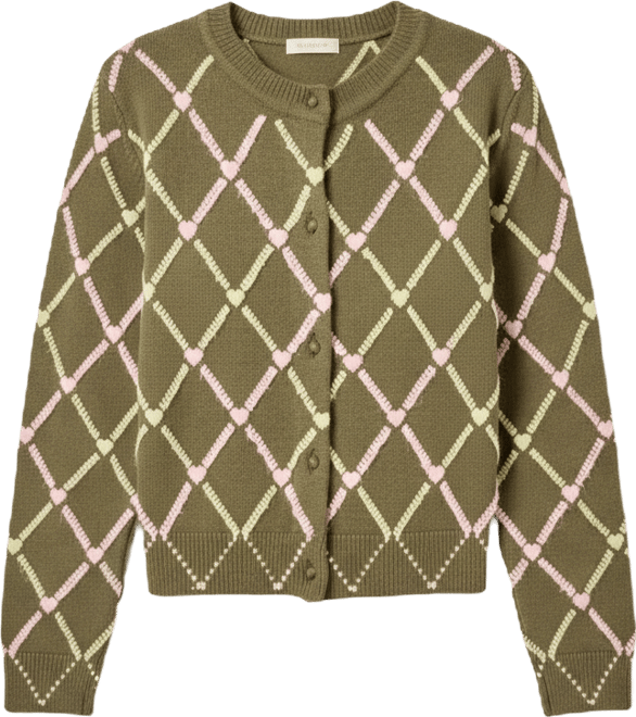 Women's Diamond Heart Pattern Knit Cardigan