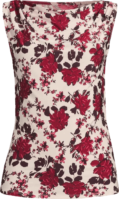 Women's Sleeveless Silky Knit Drape Front Top