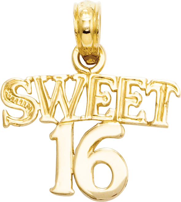 14k Gold Charm, Sweet 16 Charm
