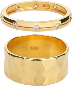 18k Gold Plated Sterling Silver Classic Gold Ring Duo Holiday Gift Guide