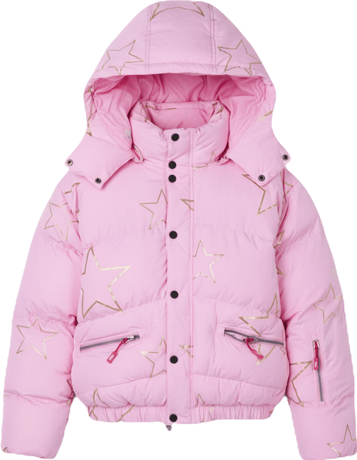 Women's Pink with Stars Chic Puffer Jacket