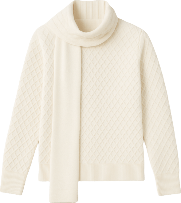 Women's Cable-Knit Long-Sleeve Scarf Sweater