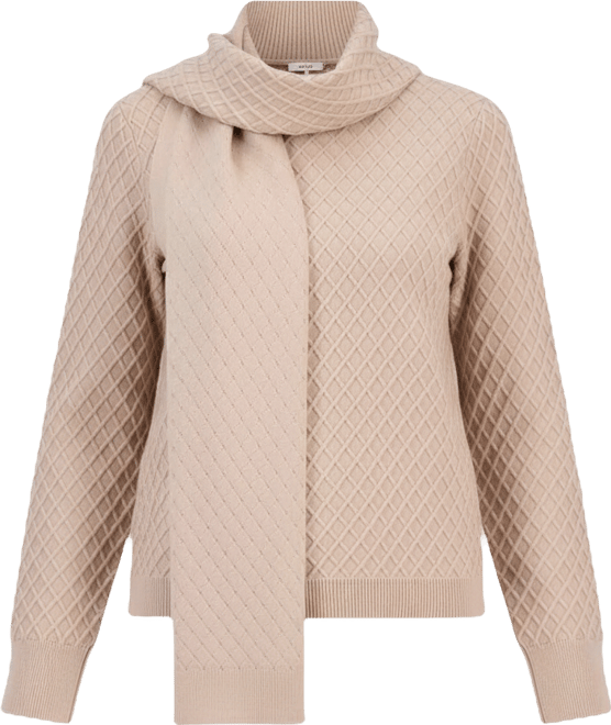 Women's Cable-Knit Long-Sleeve Scarf Sweater