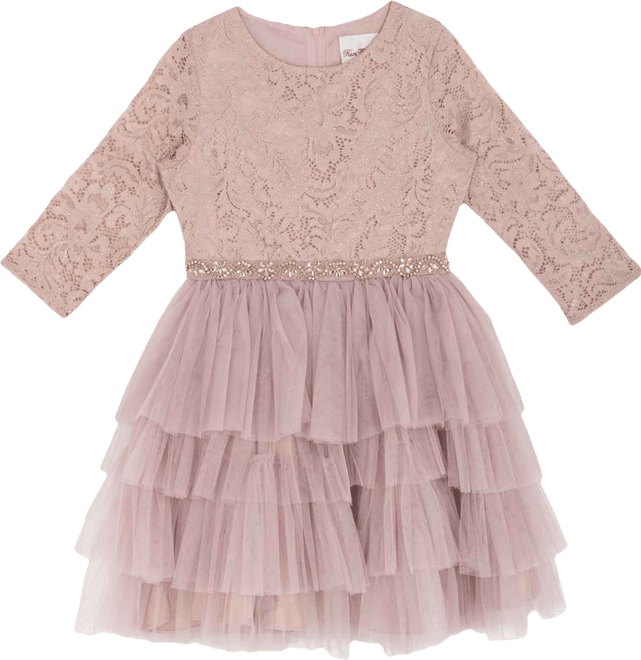 Girls' 7-16 Glitter Lace Bodice Dress