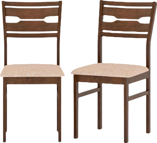 Dining Chair Set of 2 w/ Rubber Wood Frame Padded Seat Curved Backrest