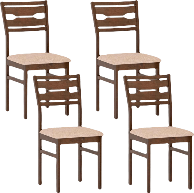 Dining Chair Set of 4 w/ Rubber Wood Frame Padded Seat Curved Backrest