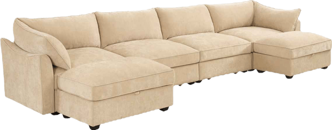 Streamdale U Shape Sectional Sofa with Ottomans & Storage