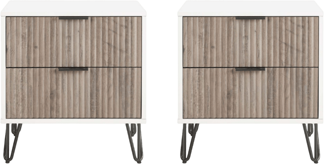 Dumbo Fluted 2-Drawer Wood Nightstand, Set of 2