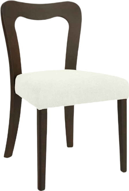 Dining Chair Without Arm (dark brown+beige) Set of 2