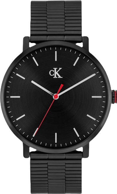 Men's Real Ionic Plated Black Steel Mesh Bracelet Watch, 42mm