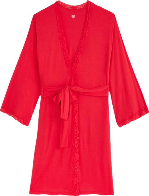 Women's Lace-Trim Knit Wrap Robe, Exclusively at Macy's