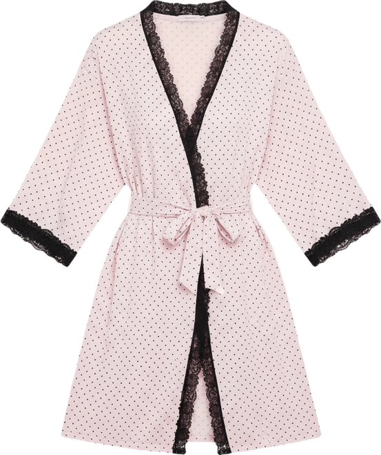 Women's Lace-Trim Knit Wrap Robe, Exclusively at Macy's