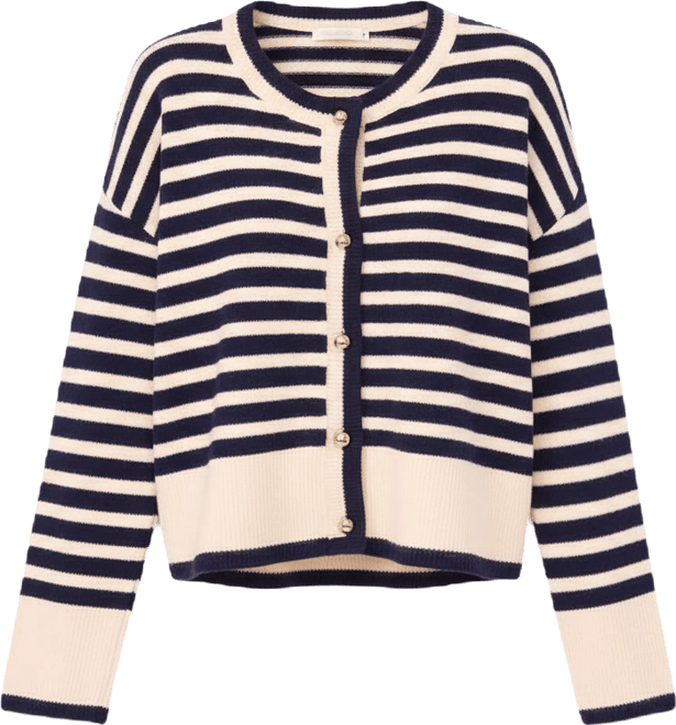 Women's Striped Long-Sleeve Cardigan Sweater