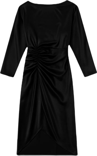 Women's Ruched Dolman-Sleeve Boat-Neck Midi Dress