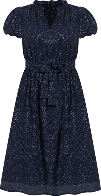 Petite Notch Neck Short-Sleeve Dress