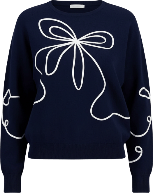 Women's Soutache Bow Crewneck Sweater
