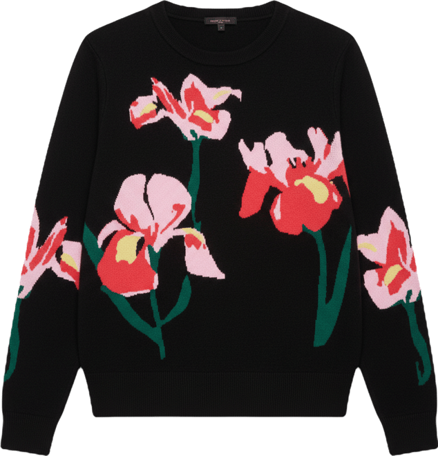 Women's Flower Jacquard Crewneck Sweater