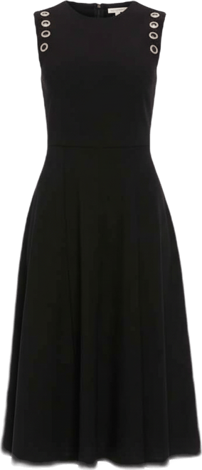 Women's Fit And Flare Grommet Detailed Midi Dress