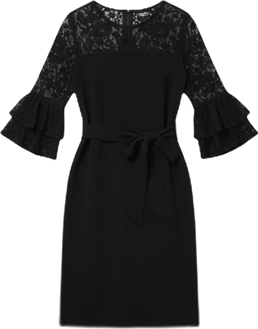 Women's Crewneck Double Tier Bell Sleeve Dress