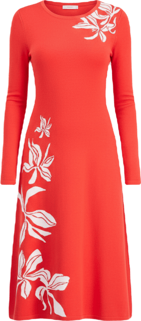 Women's Jacquard Florals Fit & Flare Sweaterdress