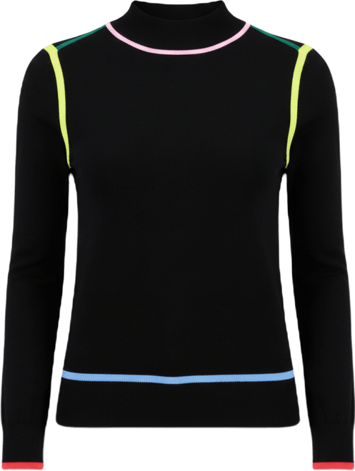 Women's Multi-Color Tipping Mock-Neck Long-Sleeve Top