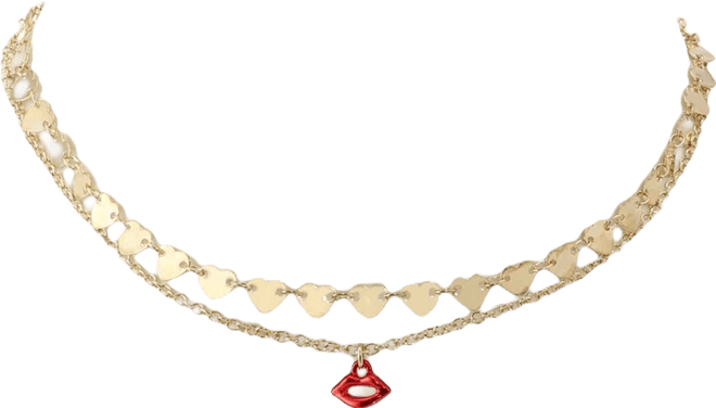 Red Love Spell Heart Lips Choker Necklace Set
