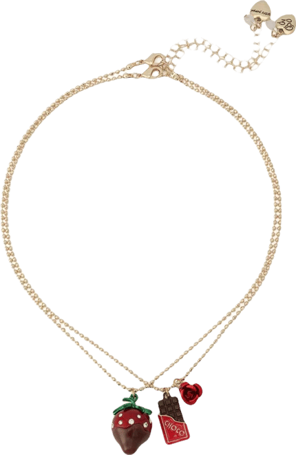 Faux Stone Love Spell Chocolate Strawberry Necklace Set