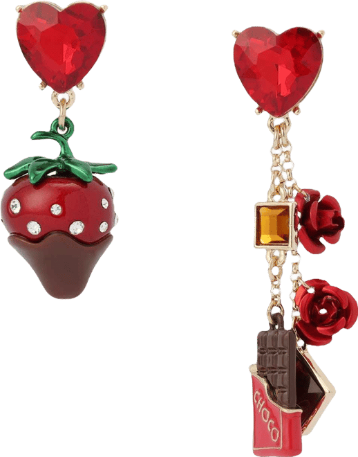 Faux Stone Love Spell Chocolate Strawberry Mismatch Earrings