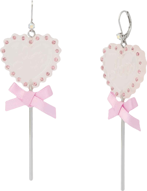 Faux Stone Love Spell Heart Lollipop Drop Earrings