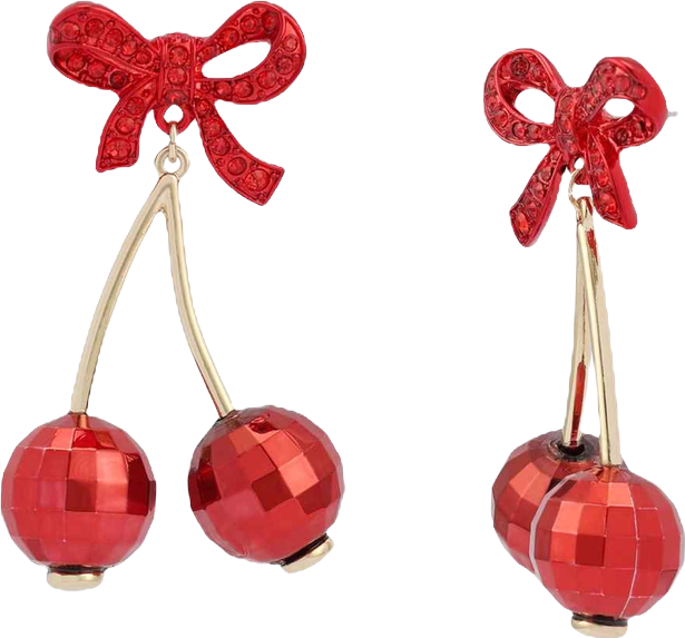 Faux Stone Love Spell Bow Cherry Drop Earrings