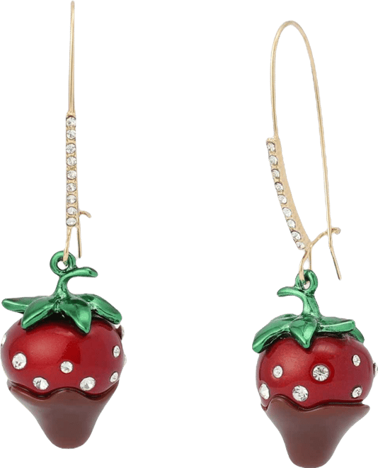 Faux Stone Love Spell Chocolate Strawberry Dangle Earrings