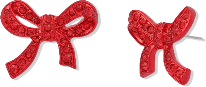 Faux Stone Love Spell Pave Bow Stud Earrings