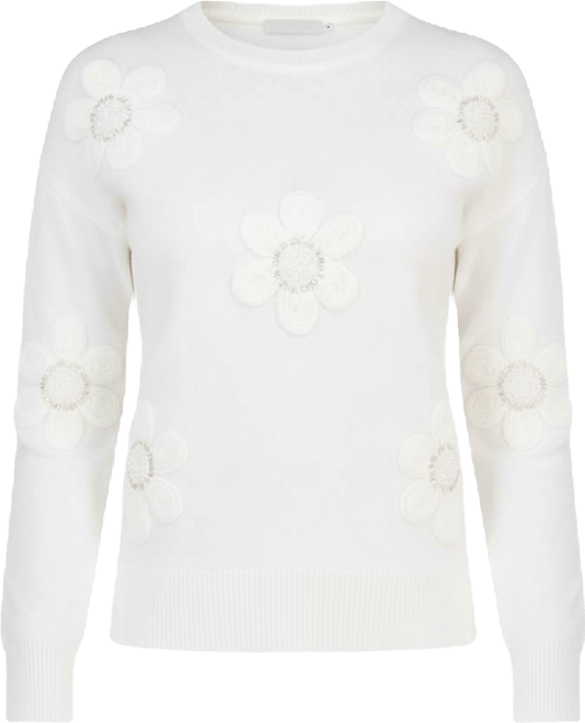 Women's Dimensional Flowers Crewneck Sweater