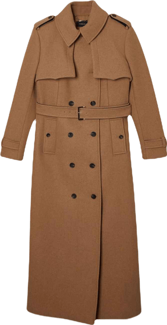 Women's Wool Mix Belted Trench Maxi Coat